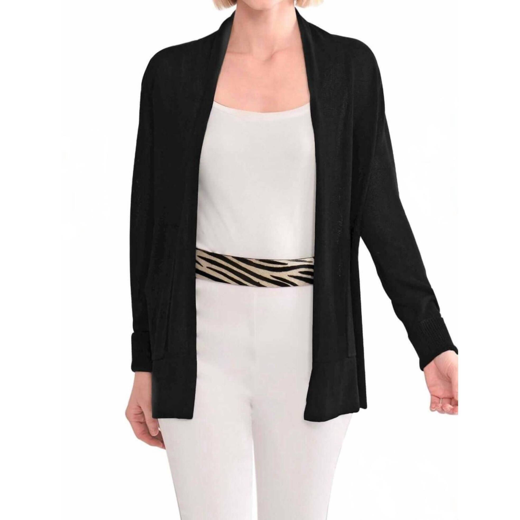 New Gretchen Scott Open Cardigan Sweater In Black